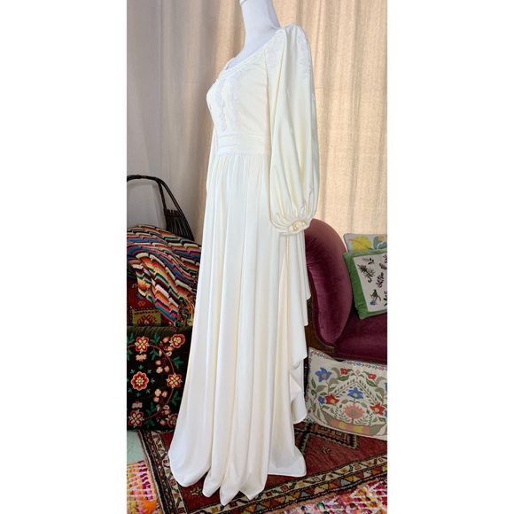 70s Polyester Bridal Gown - Picture 3 of 15